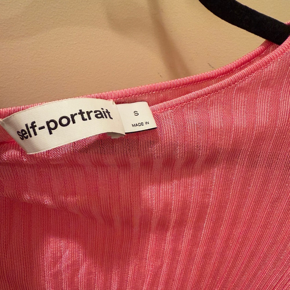 Self Portrait Viscose Ribbed Knit Midi Dress PINK size small - Picture 6 of 6